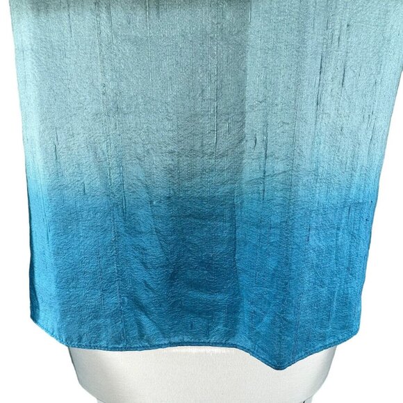 Womens Silk Scarf Ombre Soft Blue to Greens Wrap  88” Long Fringed - Picture 6 of 10